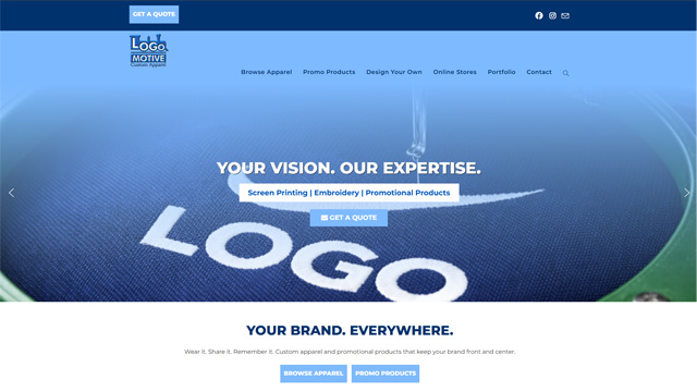 Logo Motive Custom Apparel Website